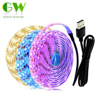 5V USB LED Strip Light 2835 RGB Diode Tape 1M 2M Flexible Neon Ribbon for TV Backlight PC Screen Background Lighting Decoration