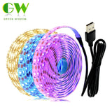 5V USB LED Strip Light 2835 RGB Diode Tape 1M 2M Flexible Neon Ribbon for TV Backlight PC Screen Background Lighting Decoration
