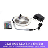 LED Strip Light RGB 2835 / 5050 5M 10M 15M RGB Color Changeable Flexible LED Light Tape + Remote Controller + 12V Power Adapter