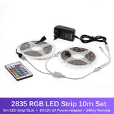 LED Strip Light RGB 2835 / 5050 5M 10M 15M RGB Color Changeable Flexible LED Light Tape + Remote Controller + 12V Power Adapter