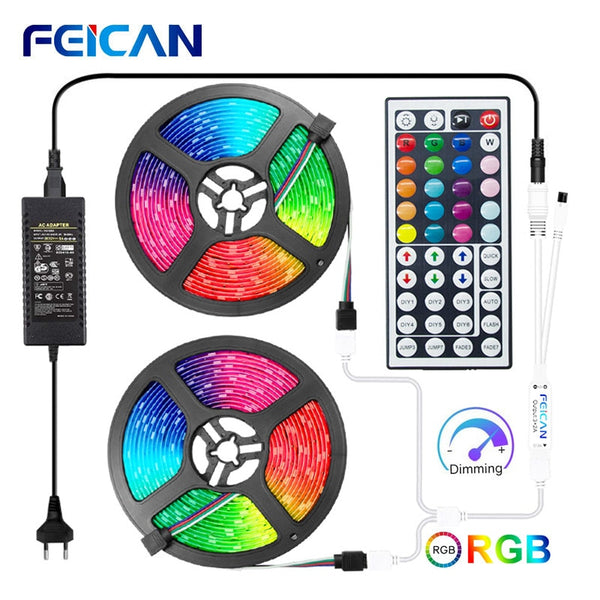 LED Strip Light 5050 2835 Waterproof 5M 10M 15M LED Lights 44Key RGB Controller 12V LED Tape Neon Ribbon
