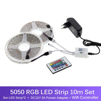 5m 10m 15m WiFi LED Strip Light 5050 RGB Changeable DC12V Flexible LED Light WiFi Controller + Adapter Plug.